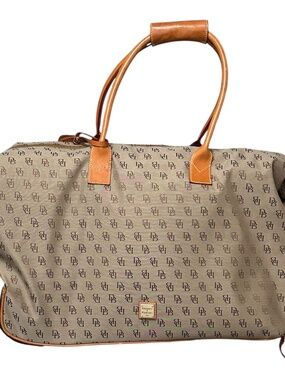 Dooney & Bourke Monogram Rolling Duffel Bag – Travel Luggage w/ Leather Trim